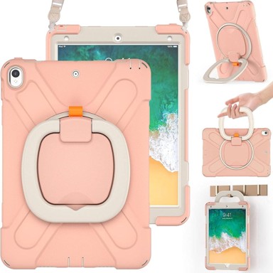 NIKCORP Robusna zaštitna maska za iPad Air 3/iPad Pro 10.5" s okretnim stalkom i naramenicom otporna na udarce, ružičasta